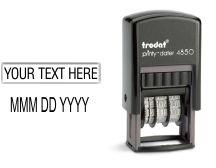 Customize your Trodat Printy 4850 Dater 7/8 in. x 3/16 in.  This small versatile date stamp is great for stamping in small spaces. Use it for RECEIVED, PAID, ENTERED, Invoiced, etc.
